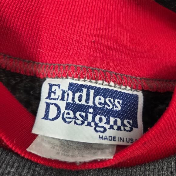 VTG Endless Design Puppies Sweatshirt Sweater Pullover Grey Red SZ 26 - Picture 3 of 5